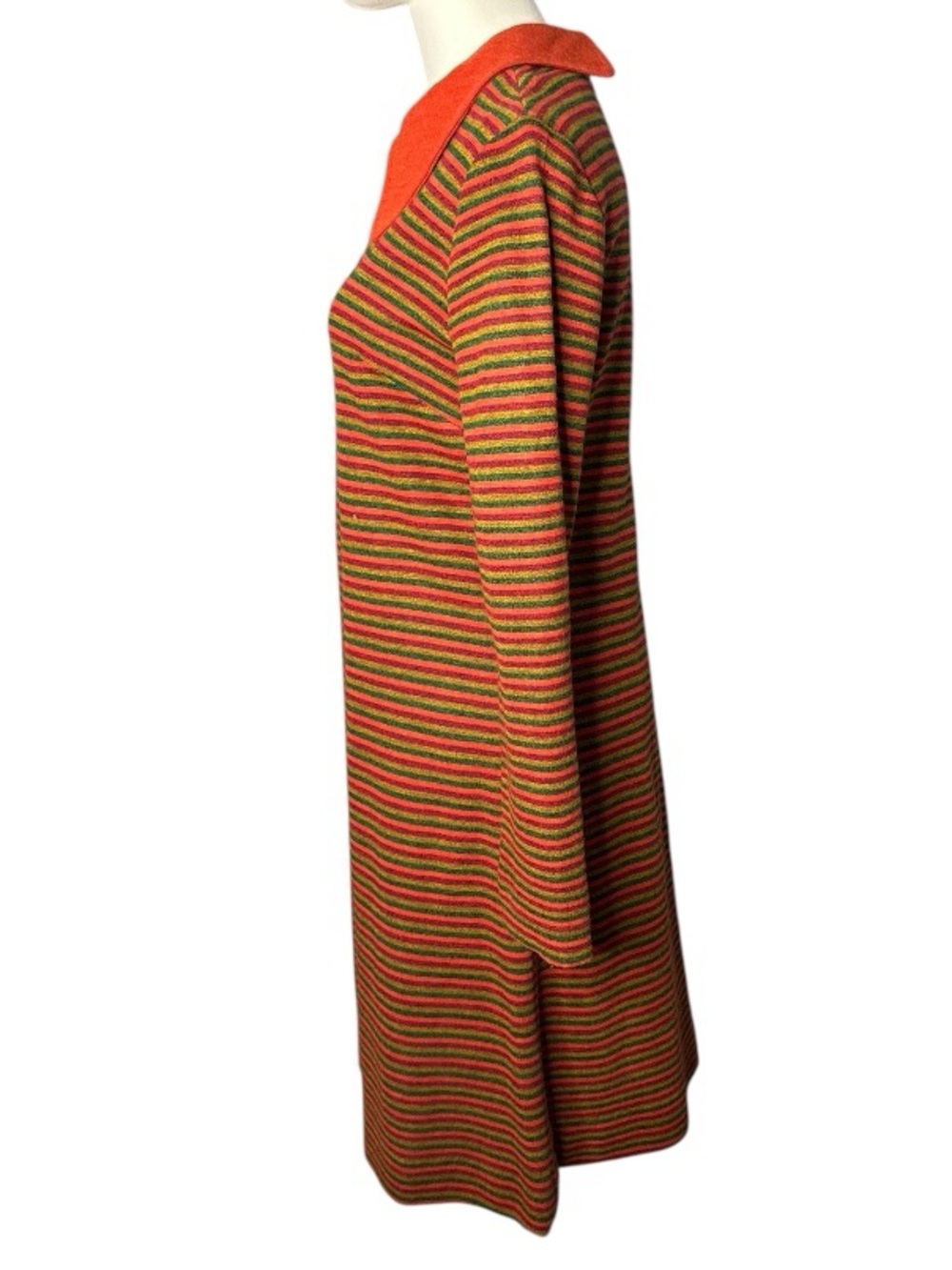 Vintage 1970s Butterfly Collar Striped A-Line Dress - Picture 4 of 12